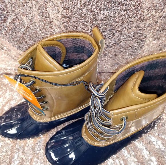 Sz 7 navy blue & leather Duck boots Brand new with tags - Picture 4 of 4